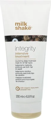 A white tube of Milk Shake Integrity Intensive Treatment hair mask.