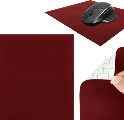 Produktbild von Selbstklebende Mausunterlage 22x19cm – Velour Bordeaux - Schreibtischunterlage aus Velours für Komfortables und präzises Arbeiten - Mauspad für Büro, Home Office und Gaming - rutschfeste Mausmatte