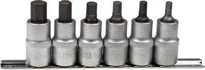Produktbild von Innensechskant-Einsätz 1/2 Steckschlüsseleinsatz 5-12 mm auf Steckschiene 6-tlg