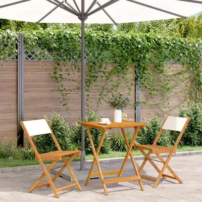 Produktbild von Maison Exclusive - 3-tlg. Bistro-Set Cremeweiß Stoff und Massivholz