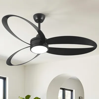 Produktbild von Parrot Uncle Deckenventilator mit Licht, 132 cm, Schwarz, Modern, 6 Stufen, Fernbedienung, Dimmbar, für Wohnzimmer, Schlafzimmer, Esszimmer