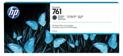 Obrázok produktu pre HP Matná čierna atramentová kazeta 761 DesignJet, 775 ml, Tlačiareň HP DesignJet T7100; Čiernobiela tlačiareň HP DesignJet T7100; Produkčná..., Atramentový, Čierna, CM997A, Singapúr, 324 mm