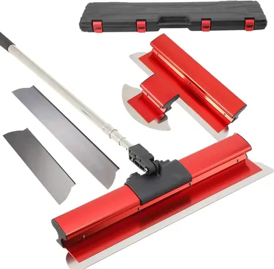 Image de Kit de spatules - Lames de lissage pour cloisons sèches - Lames de 25/40/60 cm - Manche télescopique de 90 à 200 cm - Outil professionnel pour la finition des murs