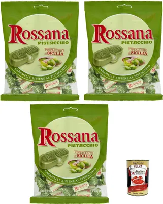 Produktbild von Fida Süßigkeiten Rossana Pistacchio mit Gefüllt mit Pistazien creme Geschmack italien Bonbon Lollies 3x 135g + Italian Gourmet polpa 400g