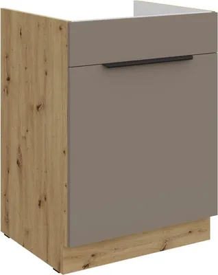 Produktbild von LUNARA Spülenunterschrank – Breite 60 cm, Dunkelbeige/Eiche Artisan