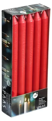 Produktbild von Tischkerzen rot - 10x Stuck - 24 cm - 8 Brennstunden