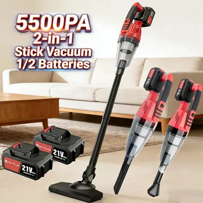 Immagine prodotto di Aspirapolvere portatile senza fili - 2 batterie da 2200 mAh - Potente aspirazione - 3 filtri - 220–240 V - 1000–1399 W