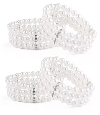 Produktbild von Solidchoice – Set aus 4 gefälschten Perlenarmbändern mit 3 Reihen