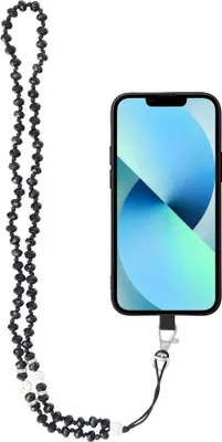 Immagine prodotto di Ciondolo con perline compatibile con smartphone / lunghezza del cavo 74 cm (37 cm in un anello) / per il collo - nero