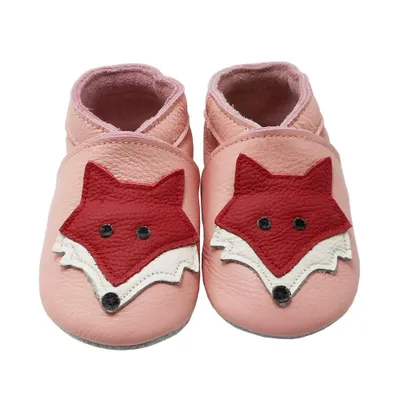 Produktbild von YIHAKIDS Baby Krabbelschuhe Leder 12-18 Monate, Lauflernschuhe mit Wildledersohle Jungen Mädchen Fuchs Rosa Red