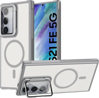 Image de Housse de protection pour Samsung Galaxy S21 FE Housse, anneau métallique pour le chargement sans fil pliable protection de la caméra verre support