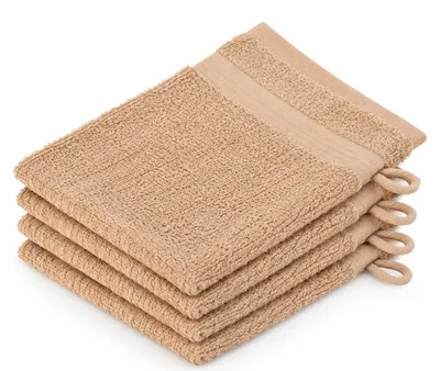 Immagine prodotto di Gözze - Guanto da bagno New York, set da 4 pezzi, morbido e assorbente, 100% cotone, 17 x 24 cm - Marrone