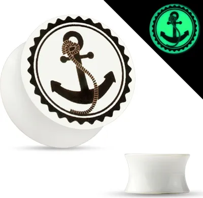 Produktbild von viva-adorno 1 Stück 16mm Saddle Plug Anker Acryl leuchtet im Dunkeln Größe 5-16mm Z486.D4,