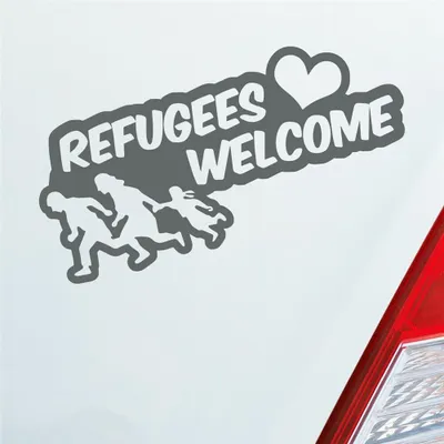 Produktbild von Auto Aufkleber Refugees Welcome Flüchtlinge Willkommen 20x9 cm Grau Sticker Heckscheibenaufkleber