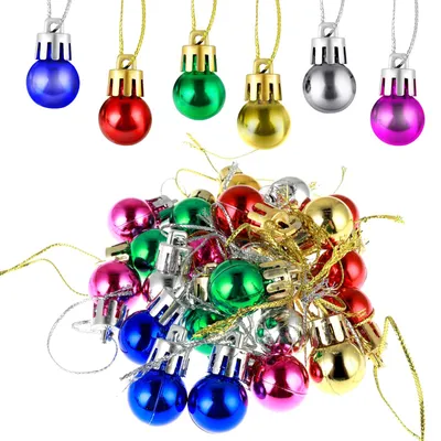 48 Weihnachtskugeln, 2 cm, Kunststoff, bunt, für Baum & Party
