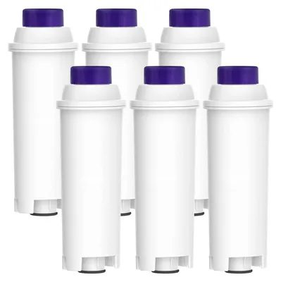 Image de Filtres à eau pour machines Delonghi DLSC002, lot de 6, compatibles avec les modèles Magnifica S, ECAM, ESAM, ETAM, EPAM