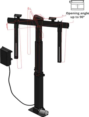 Produktbild von TV Möbel Lift mit Klappe elektrisch für Monitore bis 70 Zoll drehbar höhenverstellbar Xantron PREMIUM-K3-RotoLift-AutoLid