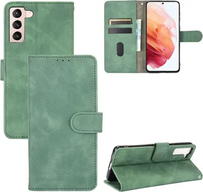 Produktbild von König Design Hülle kompatibel mit Samsung Galaxy S21 Kunstleder Handyhülle - Handy Case Grün