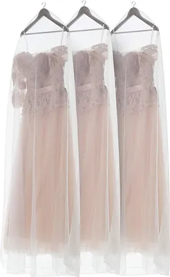 Produktbild von 4 Stück 180 Kleidersack Transparenter Kleidersäcke Abdeckung Weich Tüll Abendkleider Anzüge Mäntel Anti-Staub Hochzeitskleid Hängekleid Brautkleid Kleiderhülle
