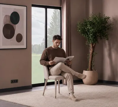 Obrázek produktu pro Moderní židle, béžová potahová látka, pohodlná opěradlo, stylový design