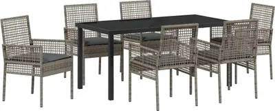 Image de Ensemble de salle à manger pour jardin 7 pcs Gris polyrotin