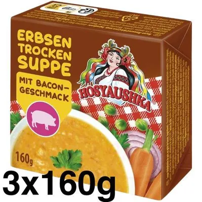 Produktbild von HOSYAUSHKA Instant Erbsensuppe Bacon 3x160g Trockensuppe schnell zubereitet