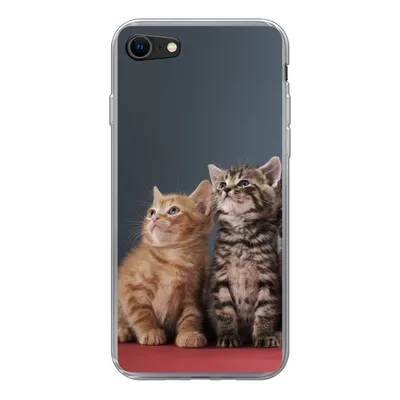 Produktbild von MuchoWow® Handyhülle Schutzhülle Hülle für iPhone SE 2022 Kätzchen - Blau - Rosa - Mädchen - Jungen - Kind Silikon Softcase Handy Hülle - Schutzhülle