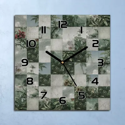 Produktbild von Wanduhr Echt-Glas-Küchenuhr Tropische Kunst Quarz Lautlos 30x30 Deko Bilder
