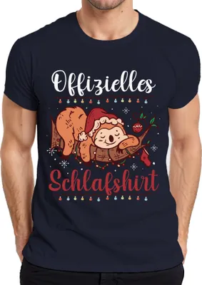 Produktbild von Offizielles Schlafshirt Faultier Weihnachten - Weihnachtsgeschenk Christmas Herren T-Shirt, Navy, M