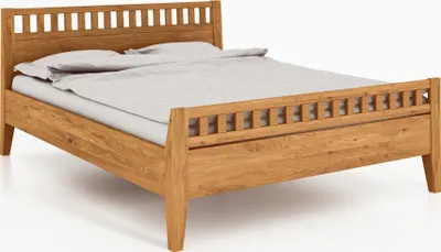 Productafbeelding van Bed ODYS, 160 x 220 cm, gemaakt van massief hout, met een houten hoofdeinde, naturel geolied