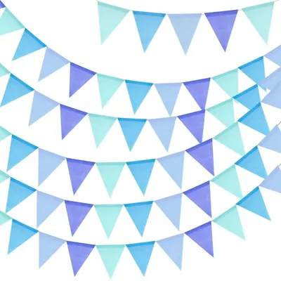 Produktbild von Wimpelkette Outdoor Wetterfest 20M 60 Wimpel 5 Stück 4M Blau Garten Geburtstag Kinderzimmer