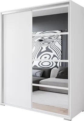 Produktbild von Easy4You T1 180 cm Weiß Schiebetüren Kleiderschrank 180x217x66 cm mit Spiegel - Schlafzimmermöbel, Aufbewahrung - Mehrzweckschrank