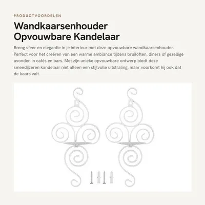 Produktbild von Dailygoods- Wandkerzenhalter Faltbares Design - Schmiedeeisen Kerzenhalter - Wandkerzenhalter für Innen - Wanddekoration - Langlebiges Material - Swirl Eisen Kunstmuster