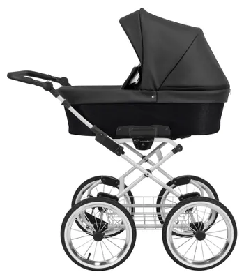 Produktbild von Kunert Romantic 3-in-1 Kombikinderwagen Schwarz Eco mit Babyschale, Silber-Rahmen