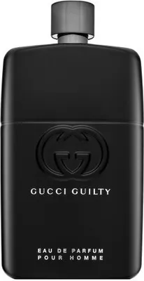 A black bottle of Gucci Guilty Eau de Parfum for men.