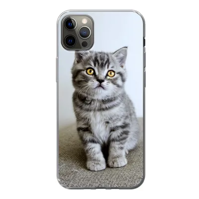 Produktbild von MuchoWow® Handyhülle Schutzhülle Hülle für iPhone 12 Pro Max Kätzchen - Augen - Gelb - Mädchen - Kinder - Jungen - Kinder Silikon Softcase Handy Hülle - Hartschale