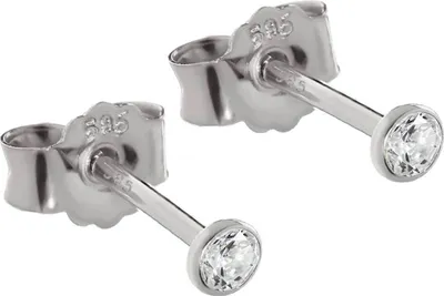 Produktbild von Paar 2,3mm Ohrstecker Weißgold 585 Gold Ohrringe 14 Karat Zirkonia Weiß 2071