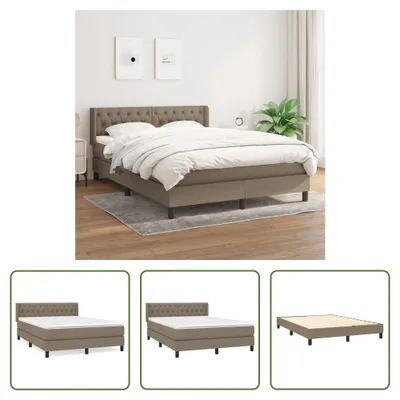 Produktbild von The Living Store Boxspringbett mit Matratze Taupe 140x190 cm Stoff