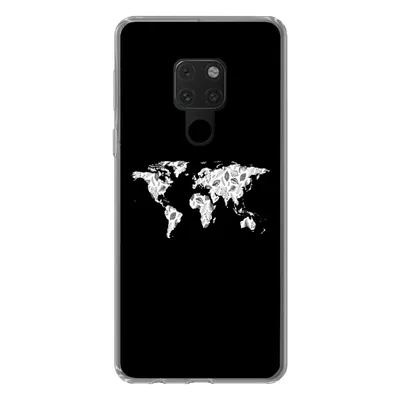 Produktbild von MuchoWow® Handyhülle Schutzhülle Hülle für Huawei P40 Lite Weltkarte - Blätter - Schwarz Silikon Softcase Handy Hülle - Handy