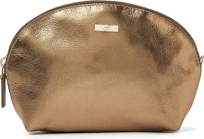 Produktbild von Schminktasche mit Spiegel von dR Amsterdam | Kleines Make-up-Etui | Spiegeltasche Leder | Damen-Kosmetiktasche | Etui für Make-up Mint - 110630 Gold