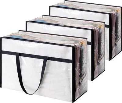 Produktbild von Famanu Aufbewahrungsbeutel Set 3 Stück 60L - Transparent, faltbar mit Tragegriffen