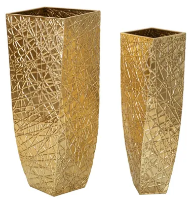 Produktbild von Mauro Ferretti Vase Satz Squer 2pcs 34x34x90 cm 25x25x78 cm gold