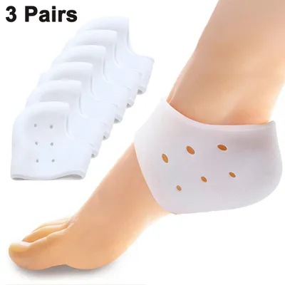 Produktbild von 3 Paar atmungsaktive Fersenkissen, Einlagen bei Plantarfasziitis, Fersenpolster, ideal bei Fersenschmerzen, trockenen, rissigen Fersen und Achillessehnenentzündung, für Damen und Herren