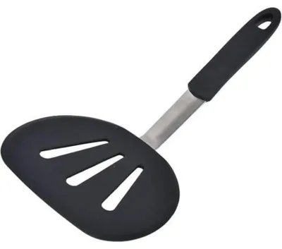 Produktbild von Breiter Runder Pfannenwender aus Silikon, Antihaftbeschichtet, Spülmaschinensicher, Ergonomischer Griff