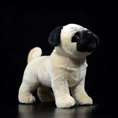 Produktbild von Mops Kuscheltier 27 cm – Weiches Plüsch Welpen Stofftier im natürlichen Design