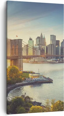 Produktbild von Bild auf Leinwand - Leinwandbild - New York Brücke - 45x80cm - Wand Bild - Wanddeko - Wandbilder - Leinwanddruck - Bilder - Kunstdruck - Wanddekoration - Leinwand bilder - Wandkunst - PA45x80-4047