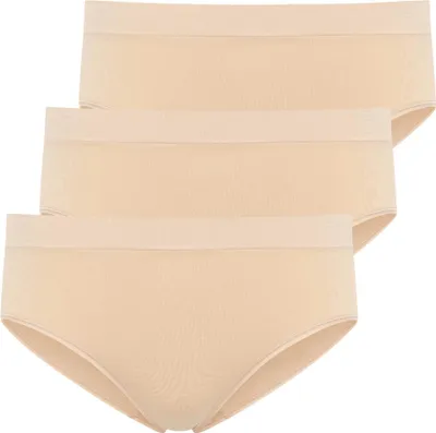 Image de Jockey, lot de 3 culottes hautes pour femme - Coupe haute sans coutures, taille moyenne, couleur beige