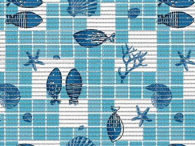 Produktbild von Badematte Rutschfest Antirutschmatte Weichschaummatte – nach Maß zuschneidbar – Blau Meeresmuster (4111-1) 500x65 cm