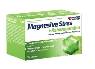 Zdjęcie produktu dla Rodzina Zdrowia Magnesive Stres + Ashwagandha, 60 tabletek
