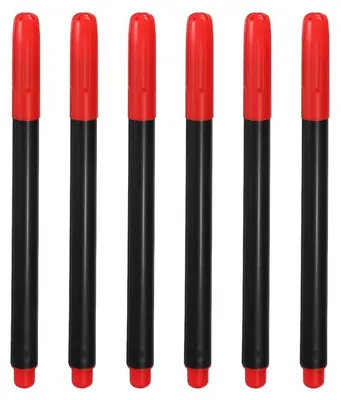 Immagine prodotto di Set di pennarelli indelebili per tessuti, legno, vetro e metallo, colore rosso, confezione da 6